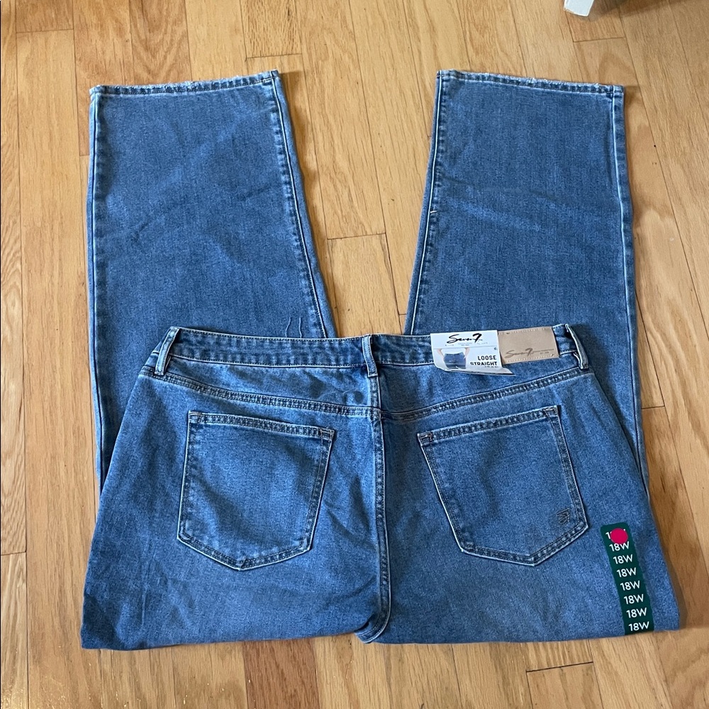 Seven7 Women's Blue loose straight Jeans size 18w brand new with tag - Picture 5 of 7